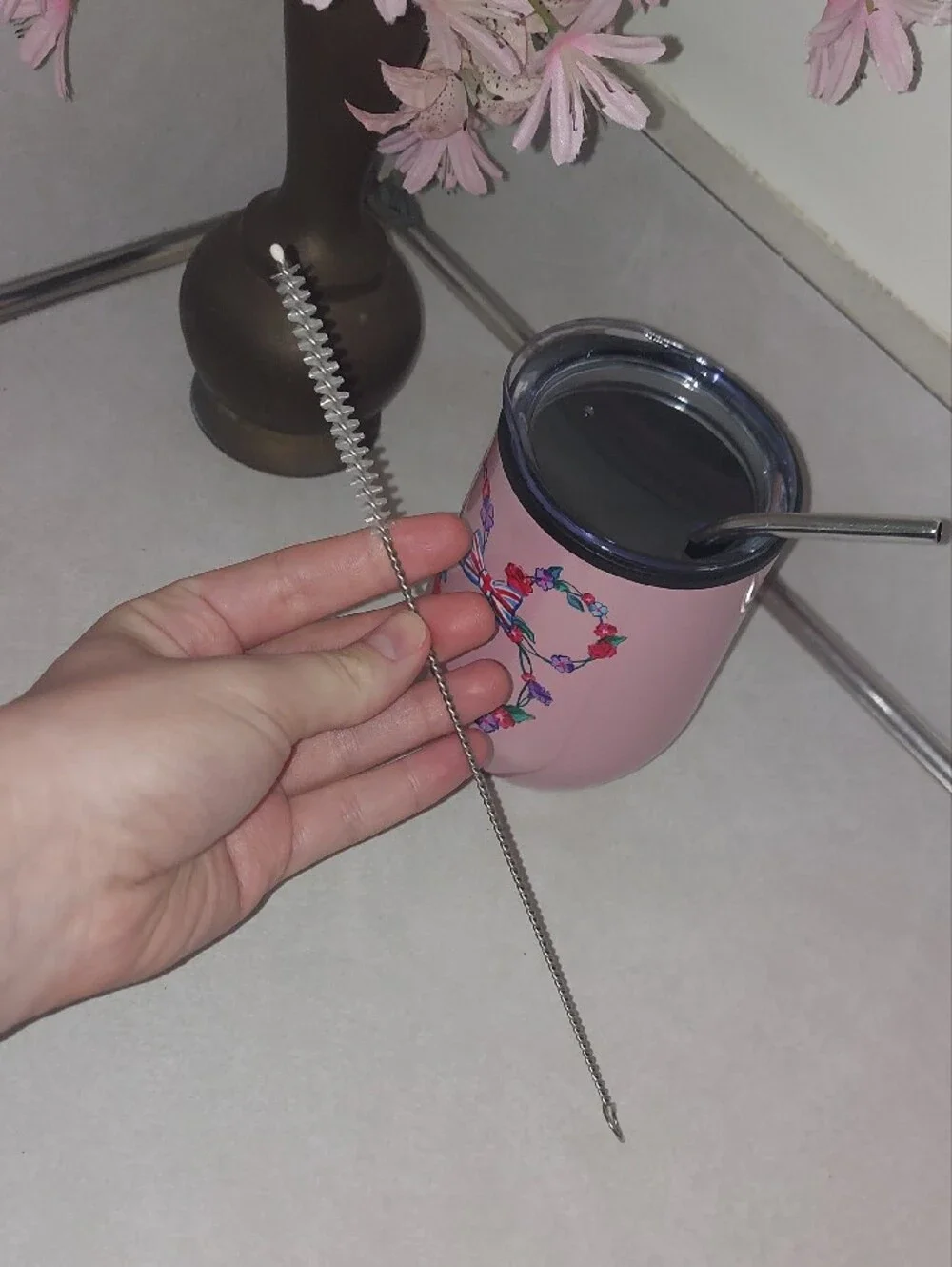 Disney Minnie Mouse Pink Stainless Tumbler with Union Jack Bow-Epcot UK